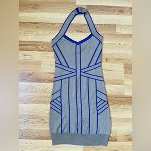 Stylish Gray and Blue Halter Dress